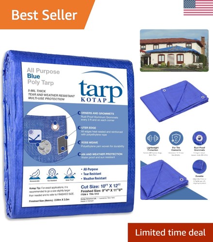 Blue mil poly tarp 10x12 - blue, 10x12'