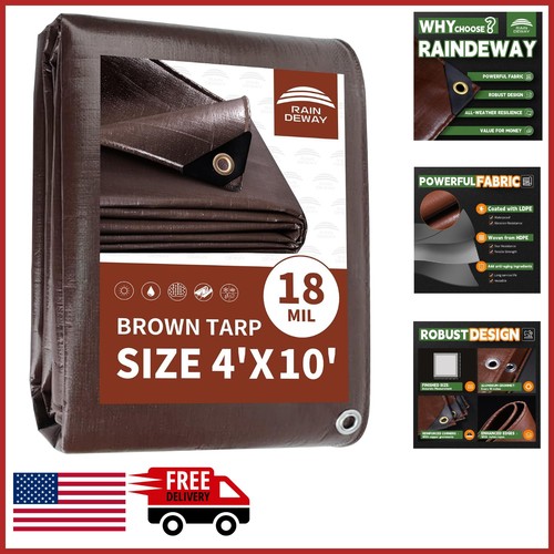 4x10ft heavy duty tarp - 4x10ft, brown